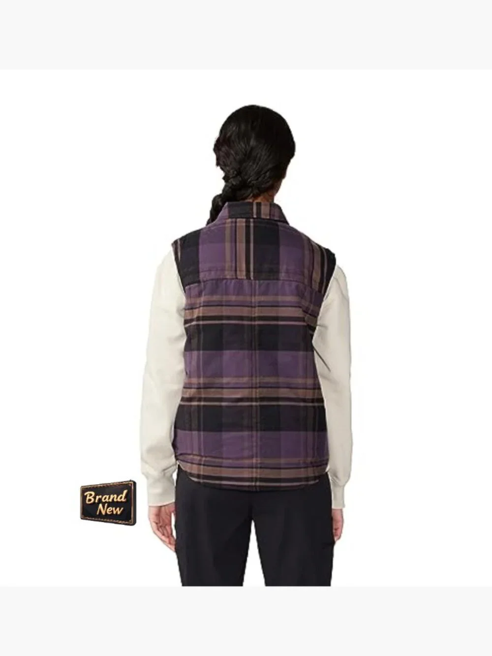 Insulated Flannel Vest with Snap Front, Cotton - Sleeveless
